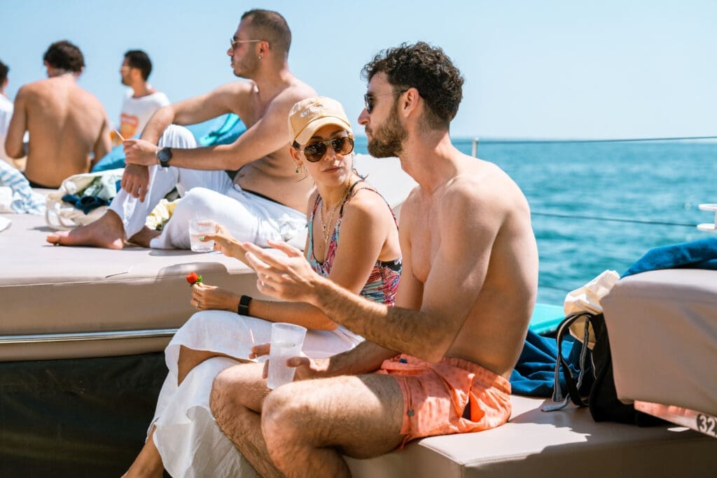 Candid photo of attendees navigating the sailboat during the GrowBoat event