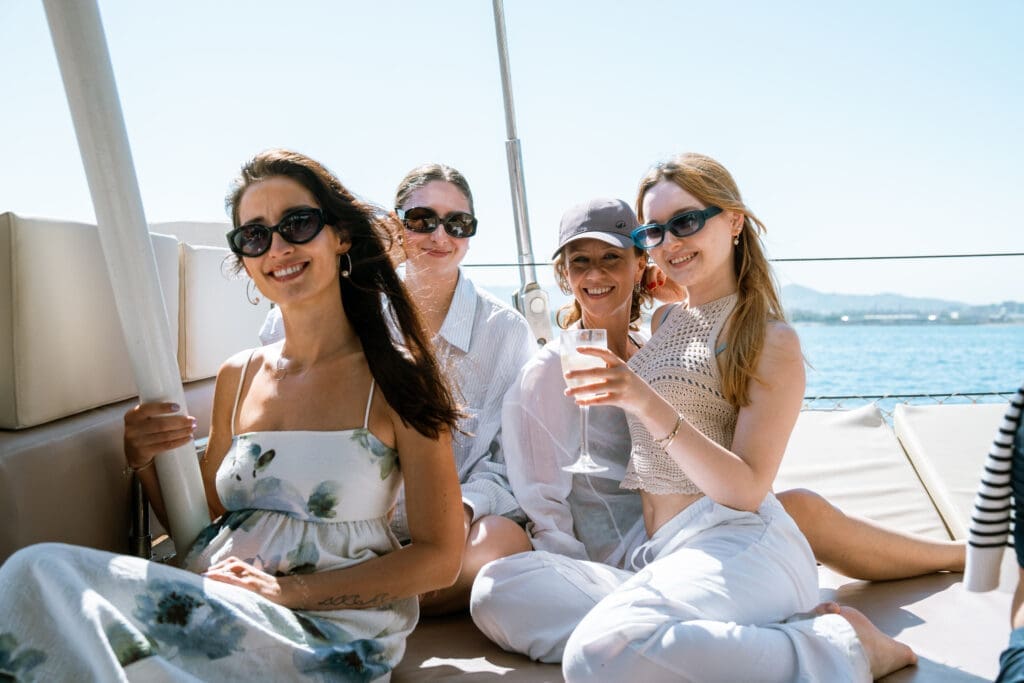 Attendees soaking up the sun on the GrowBoat yacht in Barcelona